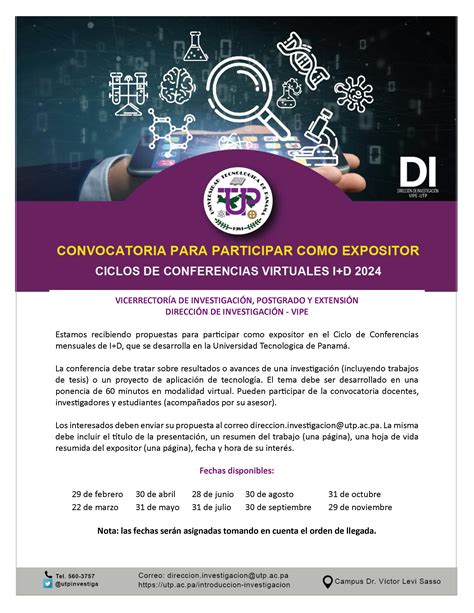 Convocatoria Como Expositor En Los Ciclos De Conferencias 2024