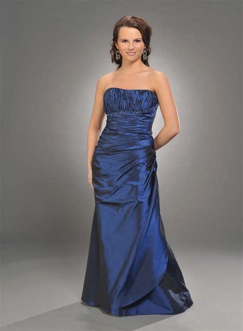 Navy Blue Strapless Zipper Floor Length Trumpet Mother Of Bride Dresses