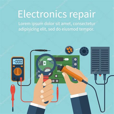 Electronics Repair Tech Repairs — Stock Vector ©