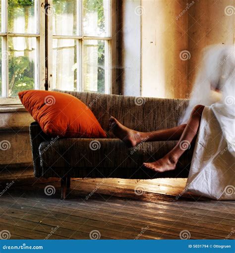 Naked On The Couch Stock Photo Image Of Couch Feet Sleep 5031794