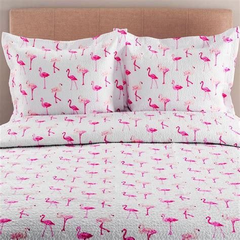 Elite Whimsical Flamingo Print 3 Piece Quilt Set Full Queen Pink