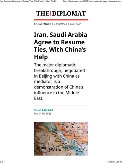 Iran Saudi Arabia Agree To Resume Ties With Chinas Help The