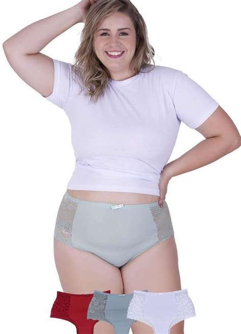 Kit Calcinhas Chantily Plus Size Microfibra Concept Lingerie Multicores Concept Lingerie Nova