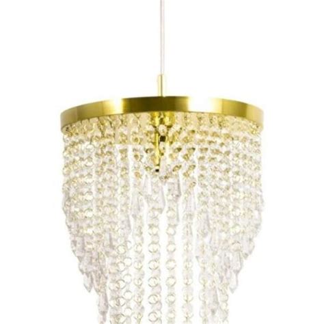 Lustre Pendente Plafon Redondo Cristal Crilik Ls7302 Dourado Leroy Merlin