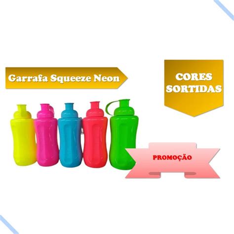 Garrafa Squeeze Neon Imediato Água Academia 600ml Oferta MercadoLivre