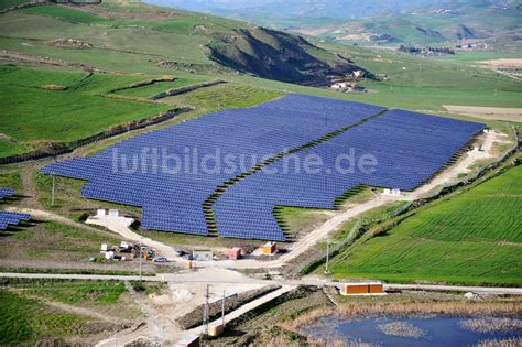 Luftaufnahme Villalba Auf Sizilien Solarfeld Solarpark Villalba Auf