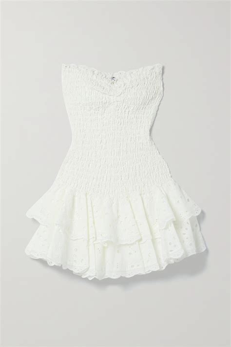 Charo Ruiz Megan Strapless Broderie Anglaise Cotton Mini Dress In White