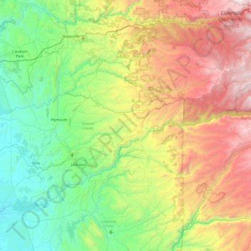 Amador County topographic map, elevation, relief