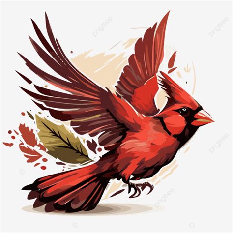 Flying Cardinal Vector Sticker Clipart Cardinal Bird Is Flying With