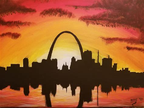 Saint Louis skyline, Acrylics, 16"x 20" canvas : r/Art