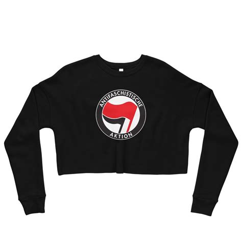 Antifa Antifaschistische Aktion Flag Crop Sweatshirt Fck Nzs Antifa