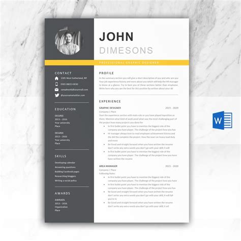 Minimal Resume Template in Word