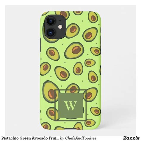 Pistachio Green Avocado Fruit Design Monogram Iphone Case Zazzle