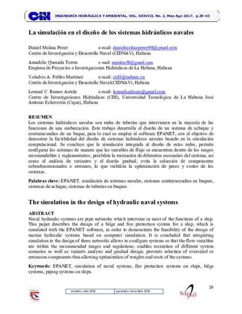 Pdf La Simulación En El Diseño De Los Sistemas Hidráulicos Navales Daniel Morales Pérez