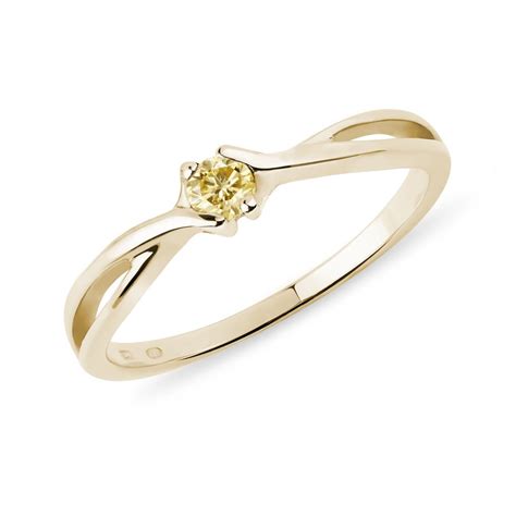 Yellow Gold Ring with Yellow Diamonds | KLENOTA