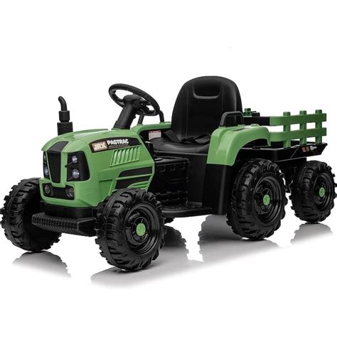 12V Ride On Tractor with Trailer Remote Control Battery Powered ...