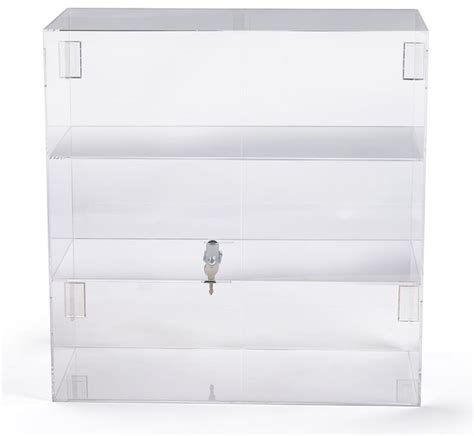 Acrylic Countertop Display Case W 2 Shelves Hinged Locking Door