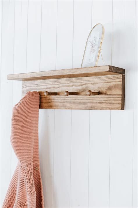 Rustic Shaker Peg Shelf Peg Rail Peg Shelf Made Using Solid Wood