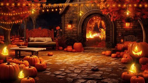 Pumpkin Farm Autumn Halloween Ambience Crackling Fire Night Sounds