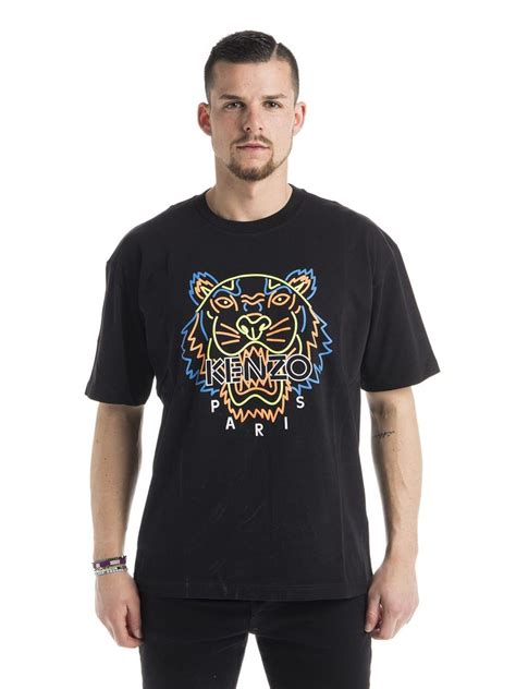 Kenzo Neon Tiger Print T Shirt Kenzo Cloth Black Neon Tiger Print