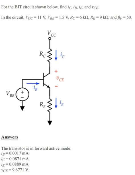 Solved For The Bjt Circuit Shown Below Find Ic Ib Ie And Chegg