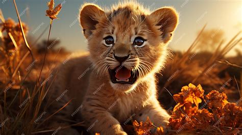 Premium Photo Playful Lion Cub Closeup Of Pawing Delight