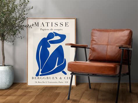 Blue Matisse Woman Silhouette Matisse Cut Outs Poster Mid Century