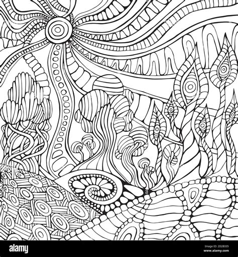 P Gina Para Colorear El Paisaje Surrealista De Doodle Para Adultos