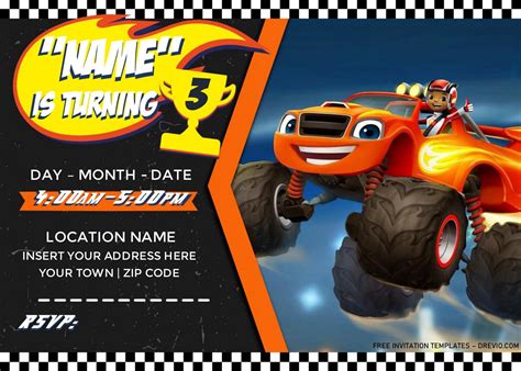 Edit Blaze And The Monster Machines Invitations Blaze And The Monster Machines Invitation Card