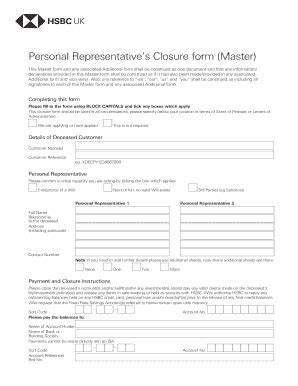 Hsbc Bereavement Closure Form Fill Online Printable Fillable Blank