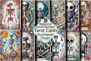 Funny Skeleton Tarot Cards Sublimation Graphic By Svgart Creative Fabrica