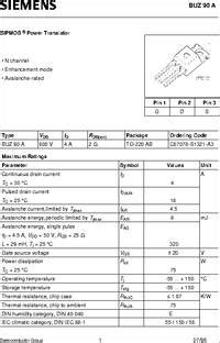BUZ90A datasheet - MOSFET Power Transistor 600v 4a To-220ab