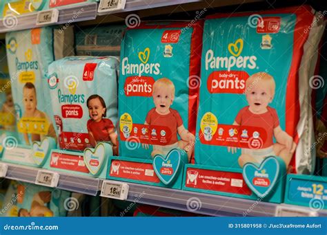 View Of Pampers Diapers In A Supermarket Display Editorial Stock Photo
