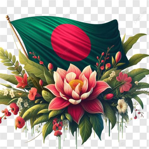 Bangladesh Flage Waving Clipart Bangladesh Flag And Flower Clipart