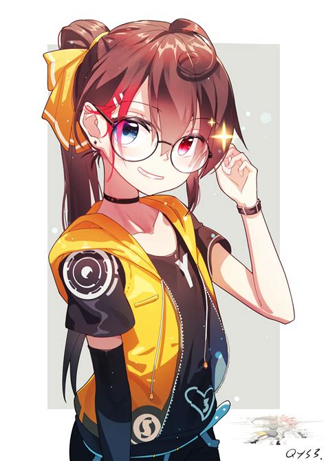 Safebooru 1girl Bai Yemeng Bangs Black Framed Eyewear Black Choker Black Shirt Black Sleeves