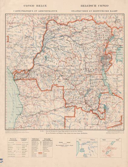 Belgisch Congo Staatkundige En Bestuurlijke Kaart Congo Belge Carte