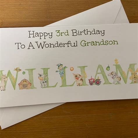 Personalised Birthday Card Grandson Farmyard Theme Etsy UK