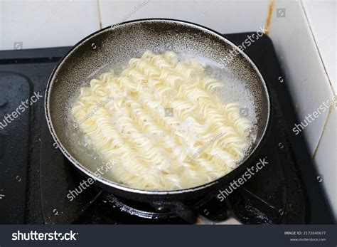 Closeup Portrait Boiled Instant Noodle Stock Photo 2172640677