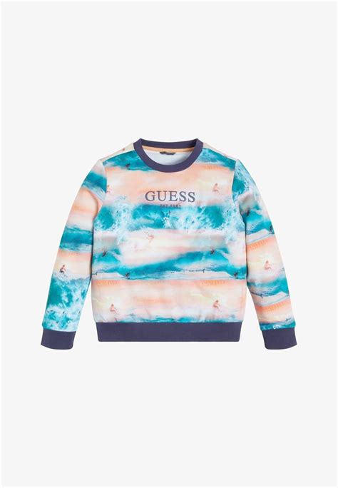 Guess Mit Allover Print Sweatshirt Mehrfarbig Grundton Blau Blau