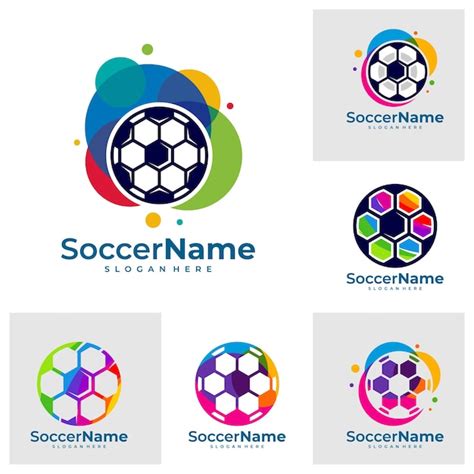 Premium Vector Set Of Colorful Soccer Logo Template Football Logo