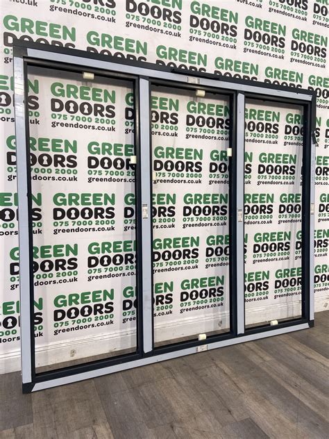 Aluminium Anthracite Grey Fixed Window Green Doors