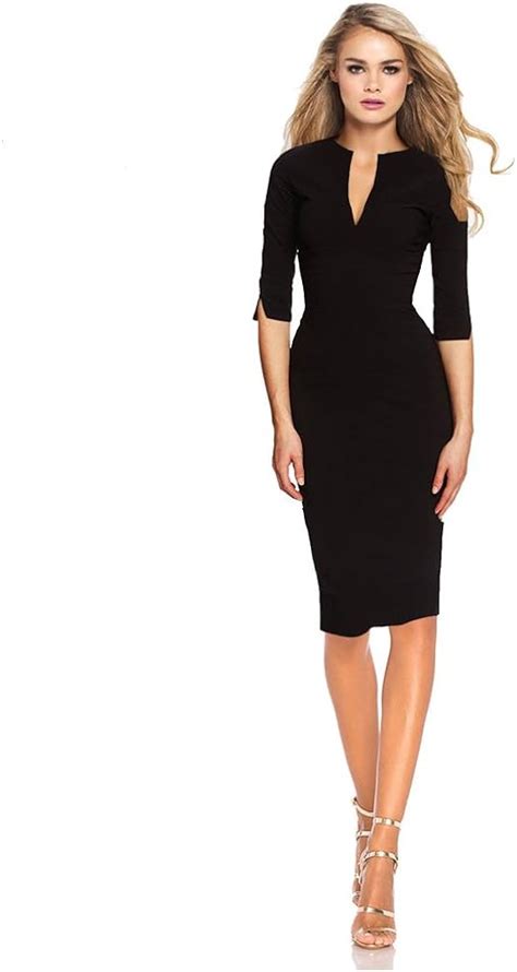 DREZZ2IMPREZZ Business Kleid ETUIKLEID ¾ ARM Knielang SCHWARZ