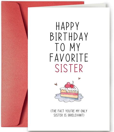 Funny Birthday Card For Sister Sister Birthday Card