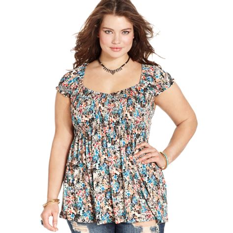 American Rag Plus Size Shortsleeve Printed Babydoll Top Lyst