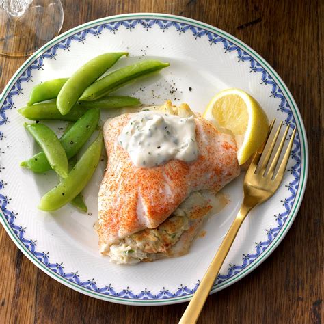 Crab Stuffed Flounder With Herbed Aioli Recipe Taste Of Home