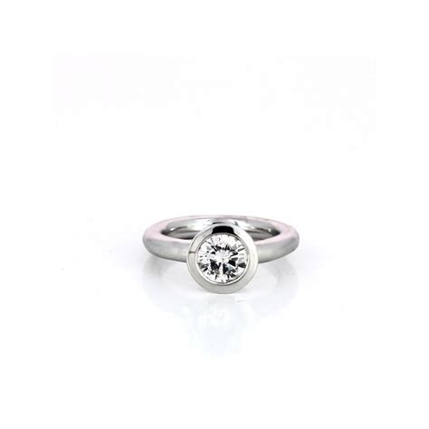 Solitaire En Or Blanc 18 K Et Diamant