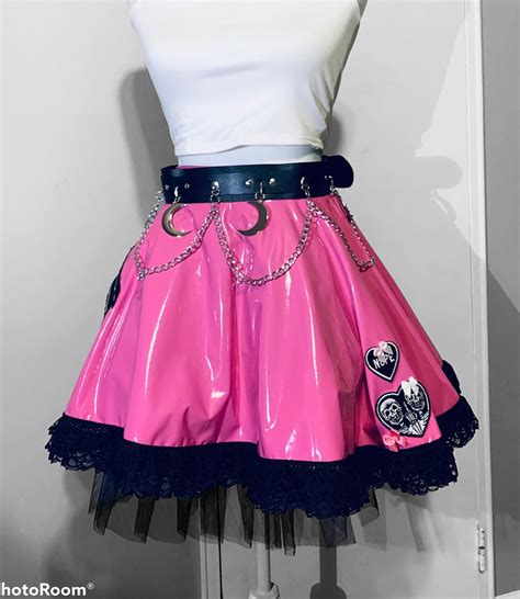 New Pink Pvc Harajuku Skater Skirt Etsy