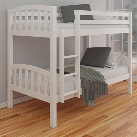 American White Finish Solid Pine Wooden Bunk Bed