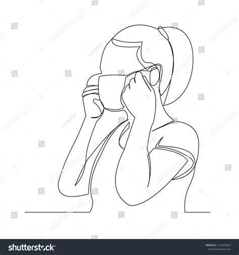 Continuous Line Drawing Woman Wearing Surgical Stock Vector Royalty Free 1710076657 Shutterstock