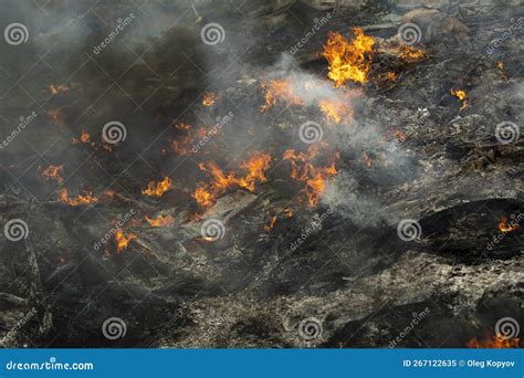 Burning Of Garbage Set Fire To Illegal Landfill Stock Image Image Of